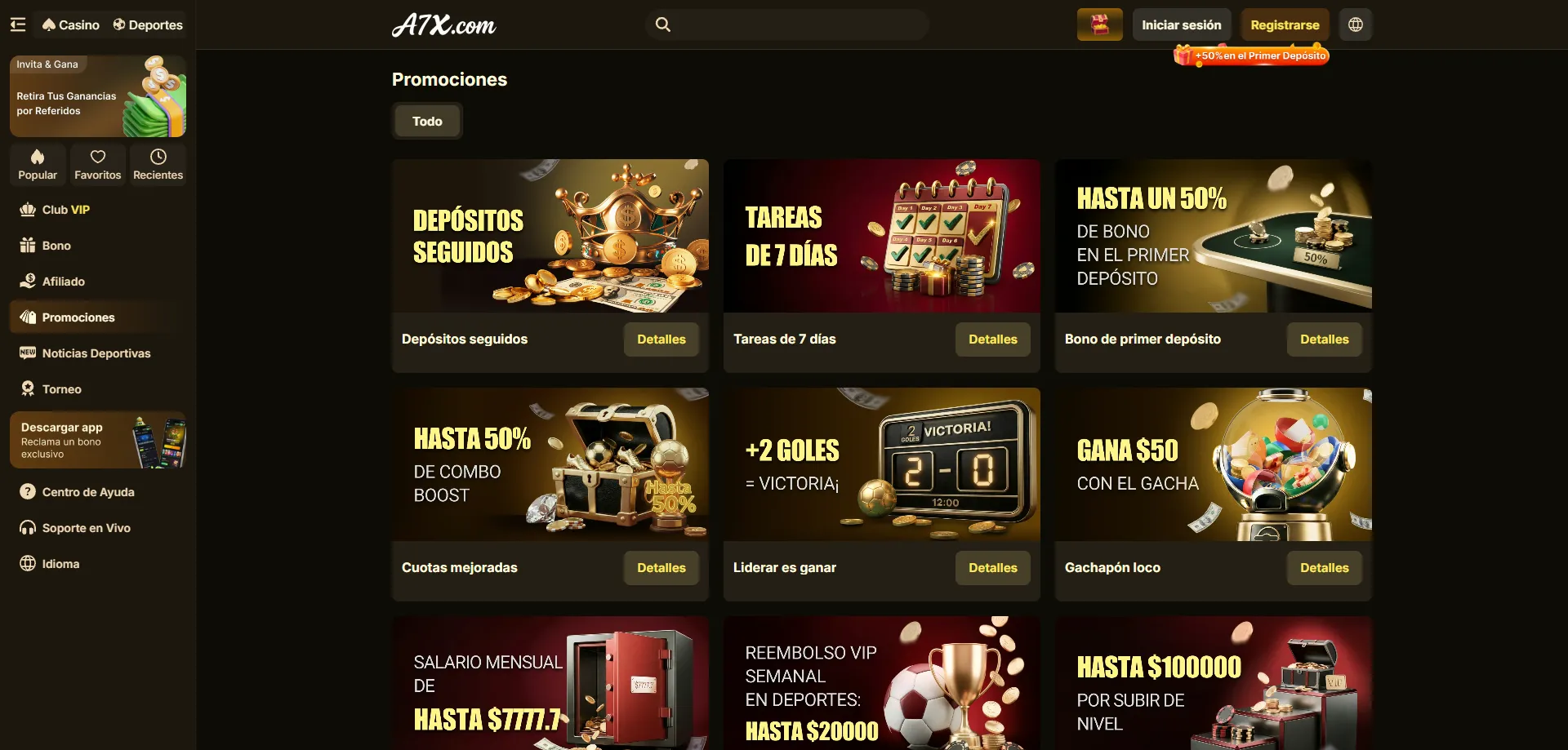 Código promocional A7X Casino — activa tu bono de bienvenida 2026