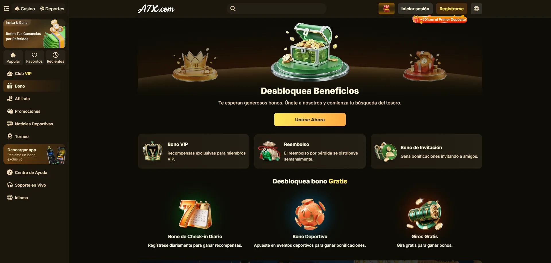 Bonos y torneos en A7X Casino México — premios reales en efectivo